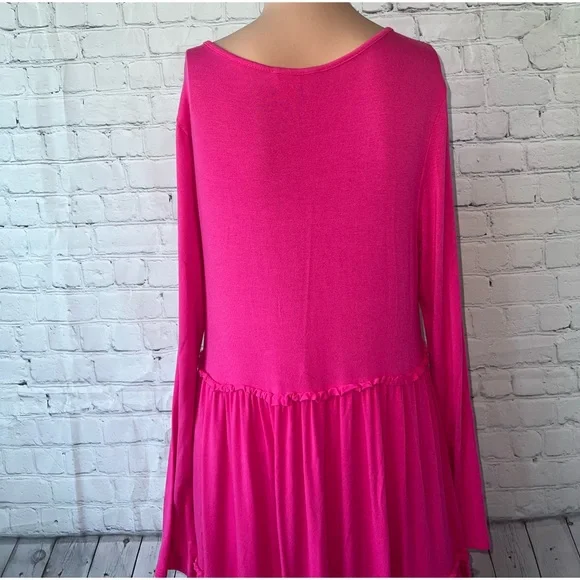 Jolie Hot Pink long sleeve ruffled dress size S - Picture 7 of 8